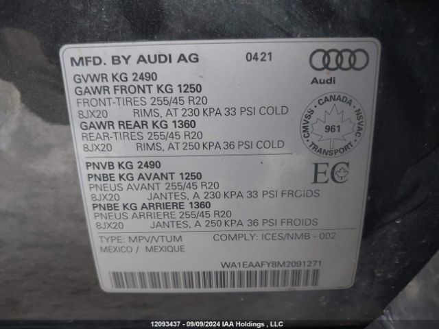 WA1EAAFY8M2091271 2021 AUDI