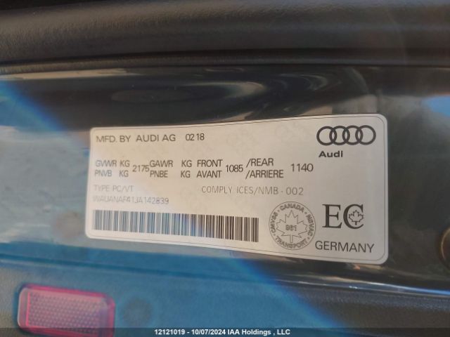 WAUANAF41JA142839 2018 AUDI