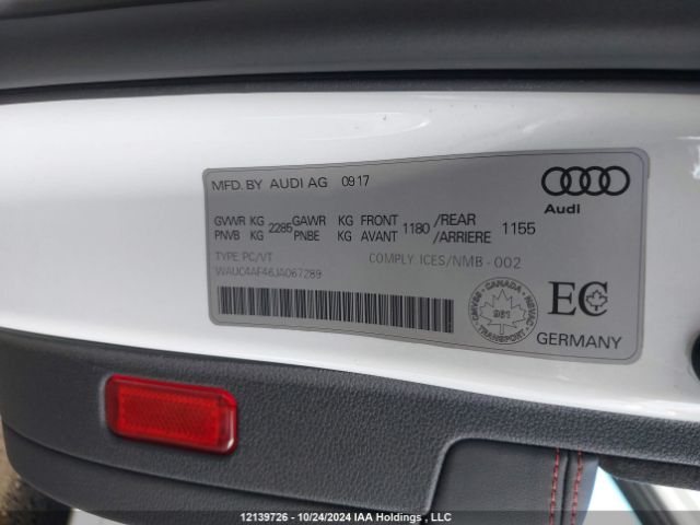 WAUC4AF46JA067289 2018 AUDI