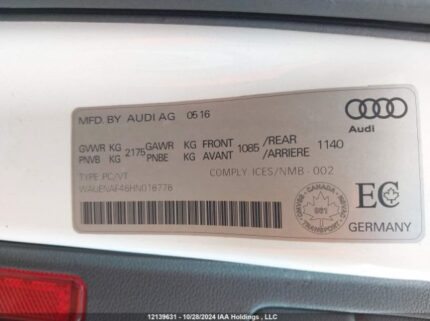 WAUENAF46HN018778 2017 AUDI