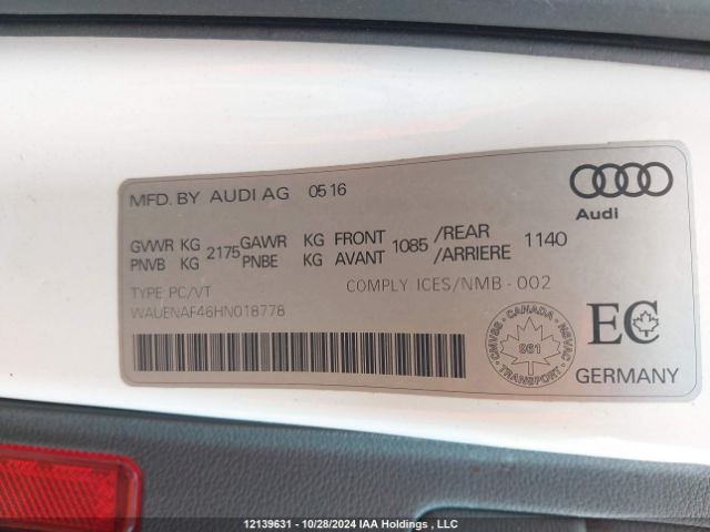WAUENAF46HN018778 2017 AUDI