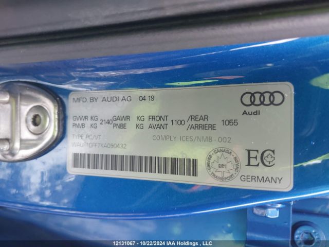 WAUF1GFF7KA090432 2019 AUDI