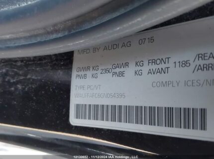 WAUFFAFC6GN054395 2016 AUDI