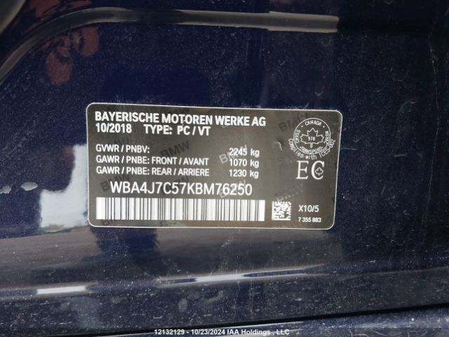 WBA4J7C57KBM76250 2019 BMW