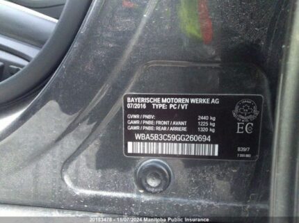 WBA5B3C59GG260694 2016 BMW