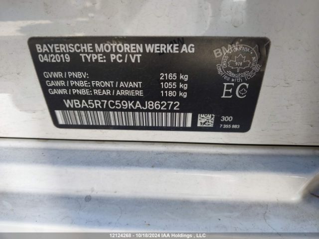 WBA5R7C59KAJ86272 2019 BMW