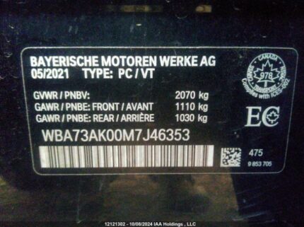 WBA73AK00M7J46353 2021 BMW