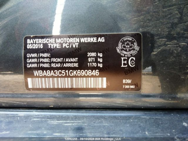 WBA8A3C51GK690846 2016 BMW