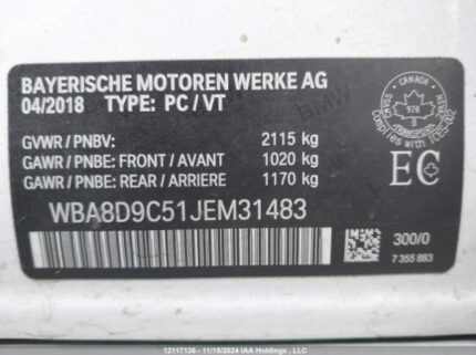 WBA8D9C51JEm31483 2018 BMW