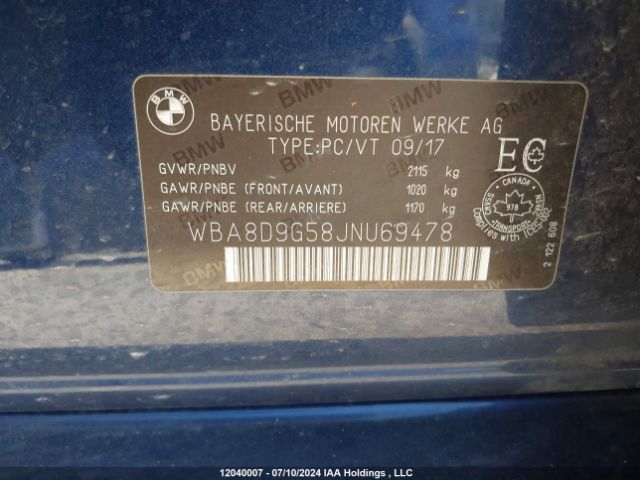WBA8D9G58JNU69478 2018 BMW