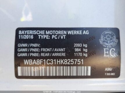 WBA8F1C31HK825751 2017 BMW
