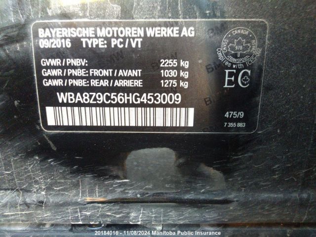 WBA8Z9C56HG453009 2017 BMW