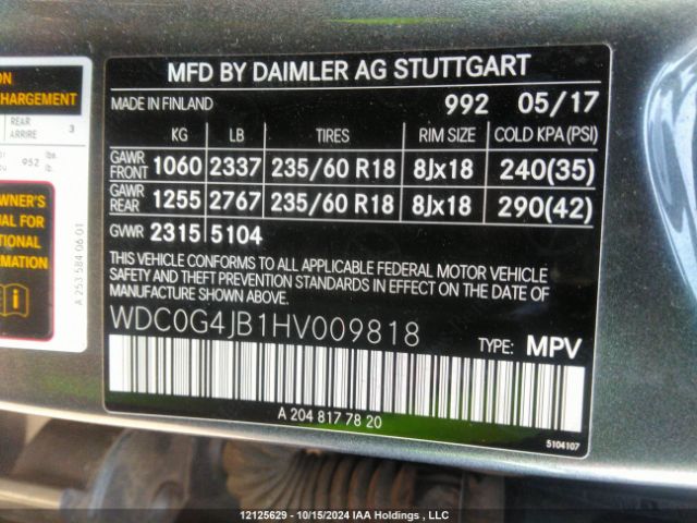 WDC0G4JB1HV009818 2017 MERCEDES-BENZ