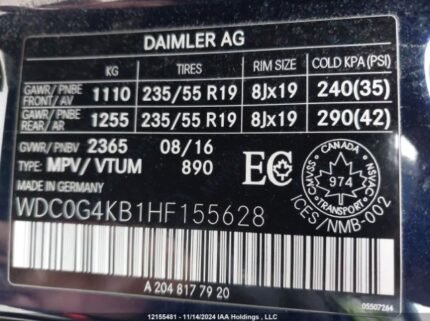 WDC0G4KB1HF155628 2017 MERCEDES-BENZ