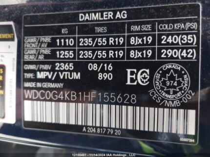 WDC0G4KB1HF155628 2017 MERCEDES-BENZ