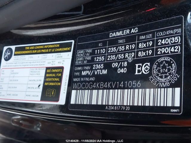 WDC0G4KB4KV141056 2019 MERCEDES-BENZ