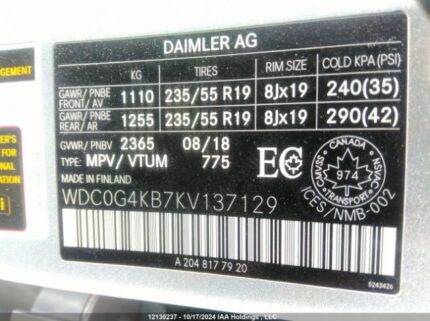 WDC0G4KB7KV137129 2019 MERCEDES-BENZ