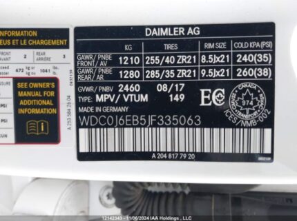 WDC0J6EB5JF335063 2018 MERCEDES-BENZ