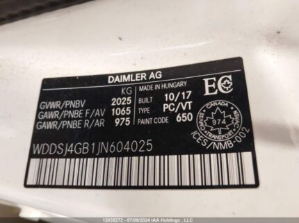 WDDSJ4GB1JN604025 2018 MERCEDES-BENZ