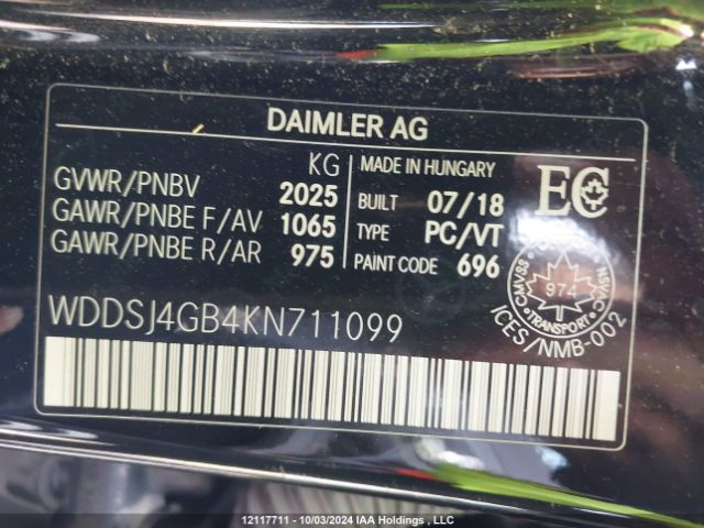 WDDSJ4GB4KN711099 2019 MERCEDES-BENZ