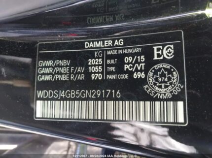 WDDSJ4GB5GN291716 2016 MERCEDES-BENZ