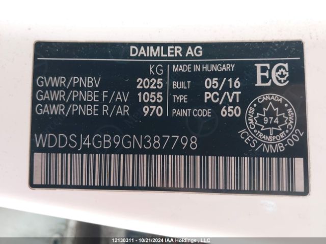 WDDSJ4GB9GN387798 2016 MERCEDES-BENZ