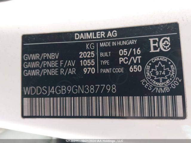 WDDSJ4GB9GN387798 2016 MERCEDES-BENZ