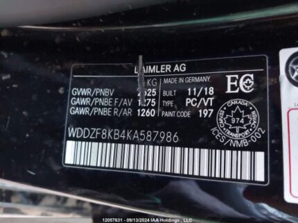 WDDZF8KB4KA587986 2019 MERCEDES-BENZ