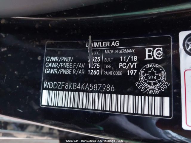 WDDZF8KB4KA587986 2019 MERCEDES-BENZ