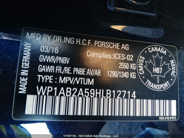 WP1AB2A59HLB12714 2017 PORSCHE