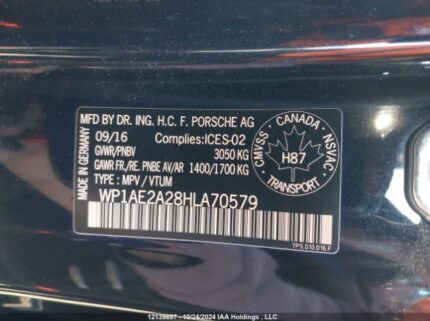 WP1AE2A28HLA70579 2017 PORSCHE