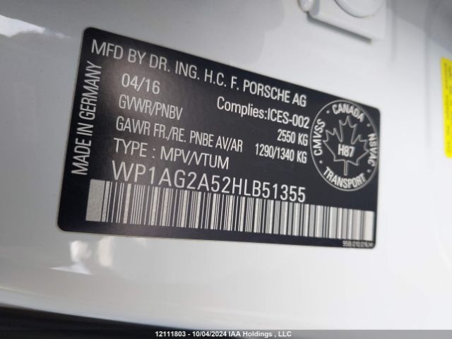 WP1AG2A52HLB51355 2017 PORSCHE