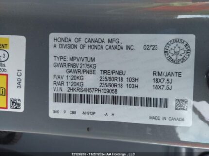 2HKRS4H57PH109058 2023 HONDA