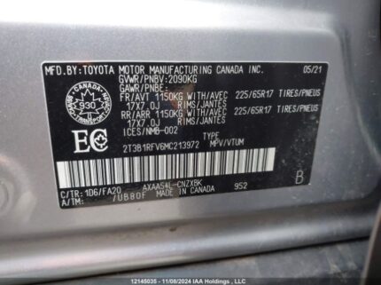 2T3B1RFV6MC213972 2021 TOYOTA