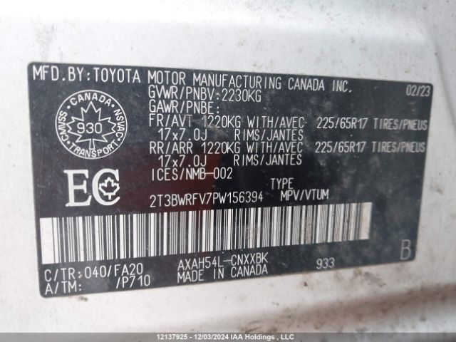 2T3BWRFV7PW156394 2023 TOYOTA
