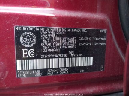 2T3R1RFV1NW263192 2022 TOYOTA