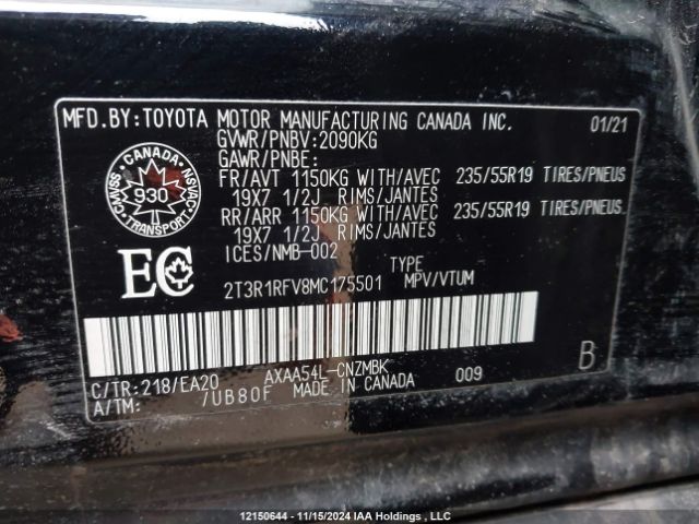 2T3R1RFV8MC175501 2021 TOYOTA
