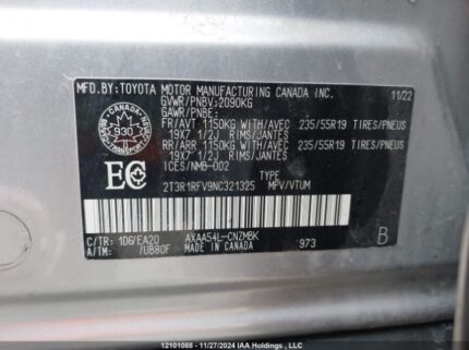 2T3R1RFV9NC321325 2022 TOYOTA