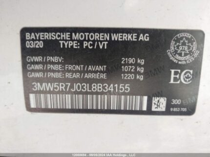 3MW5R7J03L8B34155 2020 BMW