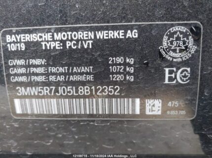 3MW5R7J05L8b12352 2020 BMW