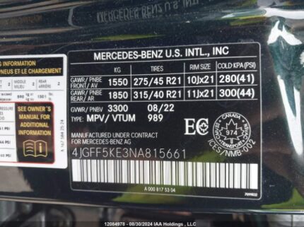 4JGFF5KE3NA815661 2022 MERCEDES-BENZ
