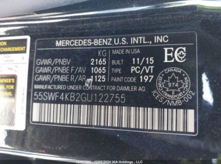 55SWF4KB2GU122755 2016 MERCEDES-BENZ