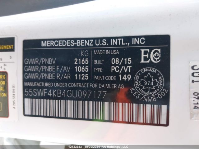 55SWF4KB4GU097177 2016 MERCEDES-BENZ