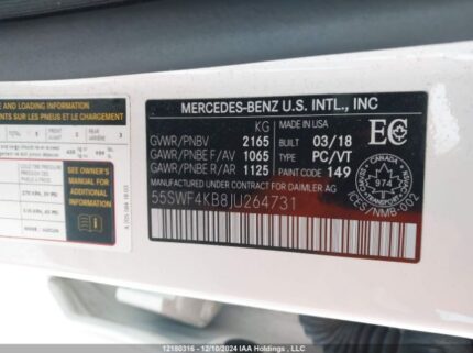 55SWF4KB8JU264731 2018 MERCEDES-BENZ