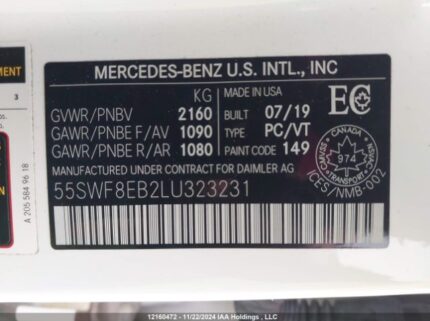 55SWF8EB2LU323231 2020 MERCEDES-BENZ