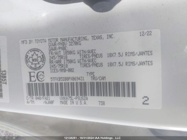 5TFKB5DB0PX069431 2023 TOYOTA
