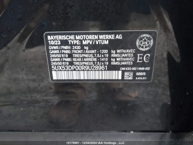 5UX53DP00R9u28961 2024 BMW