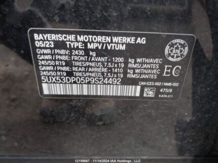 5UX53DP05P9S24492 2023 BMW