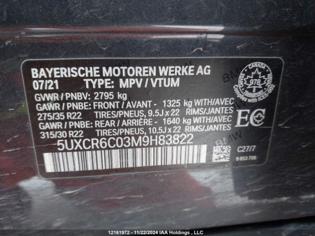 5UXCR6C03M9h83822 2021 BMW