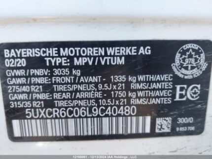 5UXCR6C06L9C40480 2020 BMW